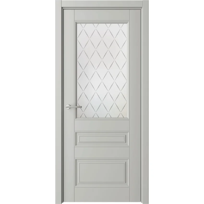 Фото межкомнатной двери эмаль Классика 3 серая остеклённая