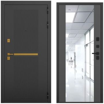 Входная дверь Артдеко чёрный силк панель зеркало Maxi