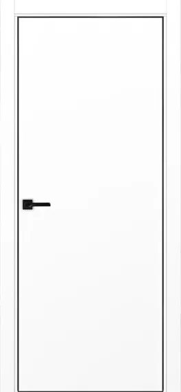 Межкомнатная дверь экошпон Неаполь 1 белый снежный алюминиевая кромка глухая