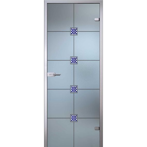 фотография стеклянной двери Глория белое сатинато с алюминиевой коробкой тип Z