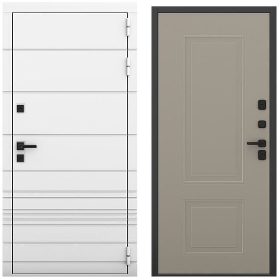 Входная дверь Бионика белый матовый панель кобальт варм грей