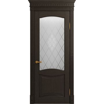 Межкомнатная дверь массив дуба Viporte Классика 2 шоколад остеклённая
