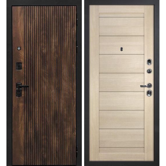 Входная дверь Лофт-1 дуб коньяк патина панель сборная капучино