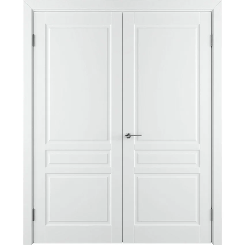 Фото глухой двухстворчатой распашной двери Бриз белая эмаль