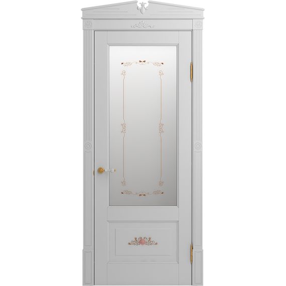 Межкомнатная дверь массив бука Viporte Бьелла Арт аворио патина золото остеклённая