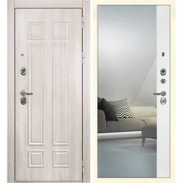 Входная дверь Гера 2 дуб филадельфия крем панель зеркало оптима макси