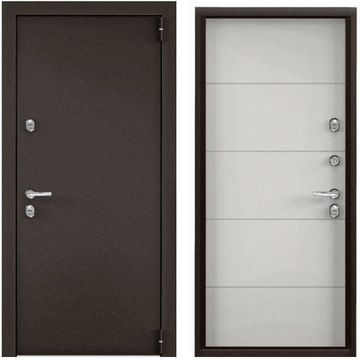 Входная стальная дверь Torex Snegir PRO MP букле коричневый ПВХ лиственница белая S60-C2