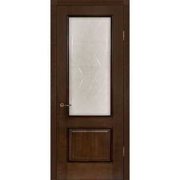 Межкомнатная дверь шпон Прага миланский орех остеклённая
