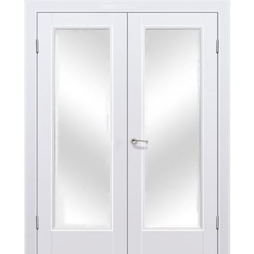 Двустворчатая распашная дверь Кобальт 42 аляска остеклённая