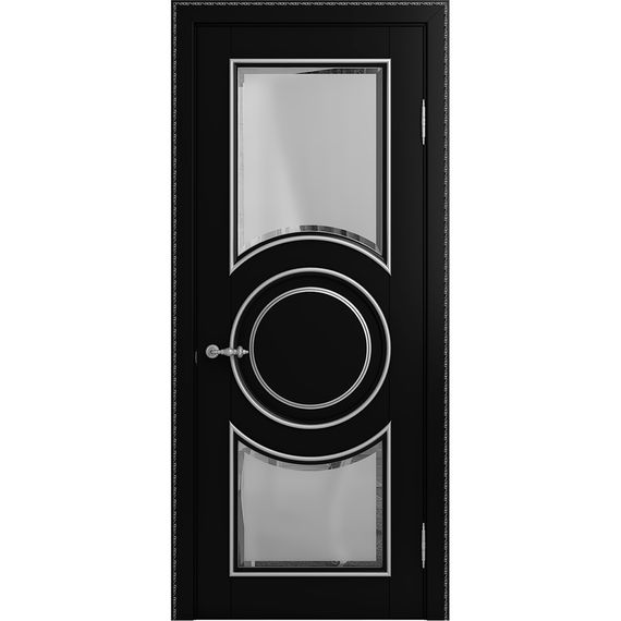 Межкомнатная дверь массив бука Viporte Лацио Амбиенте нуар патина серебро остекление 5