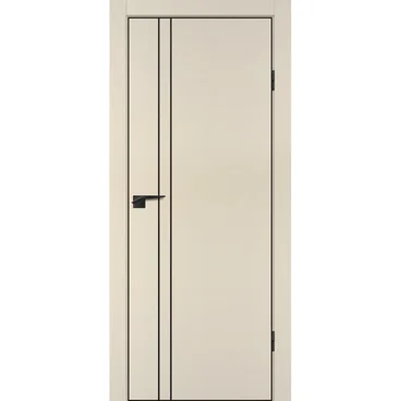 Межкомнатная бежевая дверь ПЭТ P-20 кромка ABS черная молдинг