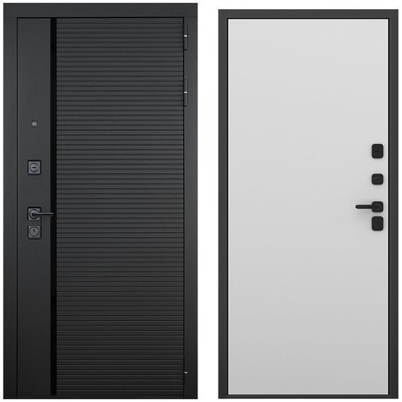 Входная дверь Пиано чёрный кварц панель гладкая манхеттен