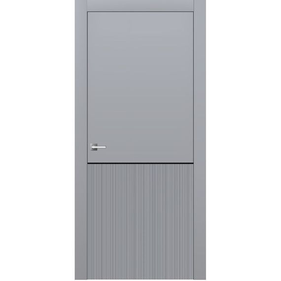 Межкомнатная дверь эмаль Ofram Линнея 8 серая с молдингом глухая