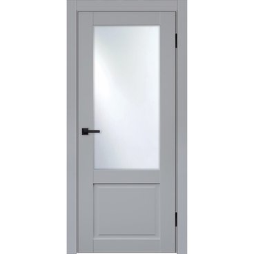 Межкомнатная дверь эмалит Классик 2 светло-серый остеклённая