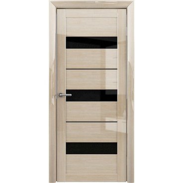 Межкомнатная дверь глянцевая Albero Прага глянец мокко стекло чёрное