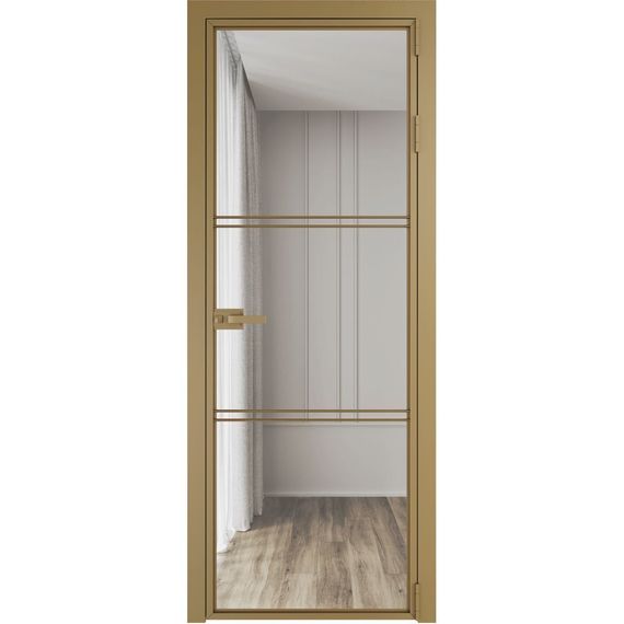 Алюминиевая межкомнатная дверь 3AХ золото остеклённая