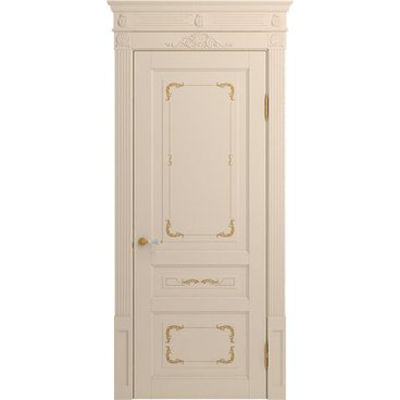 Межкомнатная дверь массив бука Viporte Бергамо Арт ваниль патина золото глухая