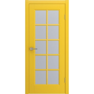 Межкомнатная дверь Аура желтая эмаль RAL 1018 со стеклом