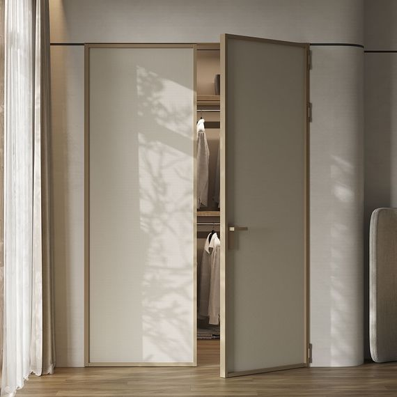 Алюминиевая межкомнатная дверь 1AP шампань перламутр бронза элегант