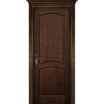 Межкомнатная дверь массив сосны Лео Браш античный орех глухая