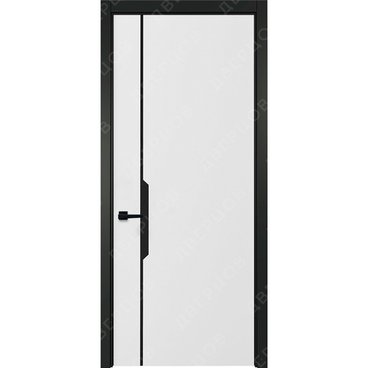 Межкомнатная белая дверь Графика 4 с чёрным наличником