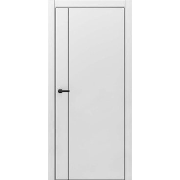 Межкомнатная дверь ПЭТ Silk-5 светло-серая кромка ABS чёрная молдинг