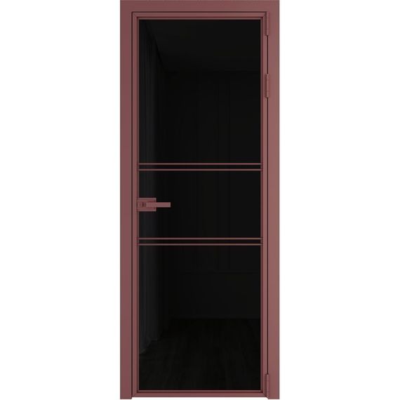 Алюминиевая межкомнатная дверь 2AХ красный антрацит остеклённая