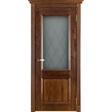 Межкомнатная дверь массив дуба Афина античный орех остекленная