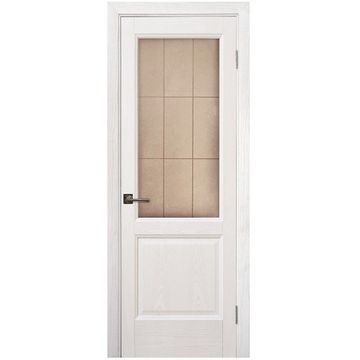 Межкомнатная дверь шпон Классик ясень белый остеклённая