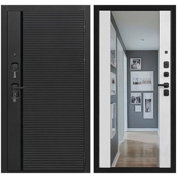 Входная дверь Стайл Z ПВХ чёрная мягкая шагрень панель ПВХ белая мягкая шагрень с зеркалом Z