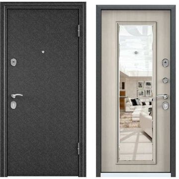 Входная стальная дверь Torex Delta 100 чёрный шёлк DM белый перламутр