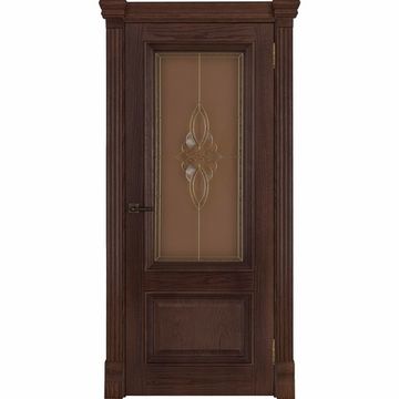 Межкомнатная дверь шпон Корсика дуб бренди остекленная