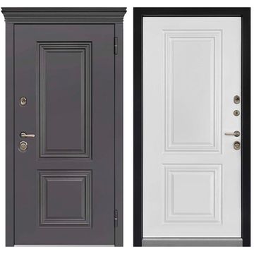 Входная уличная дверь Гранит Термо горький шоколад эмаль МДФ белая эмаль