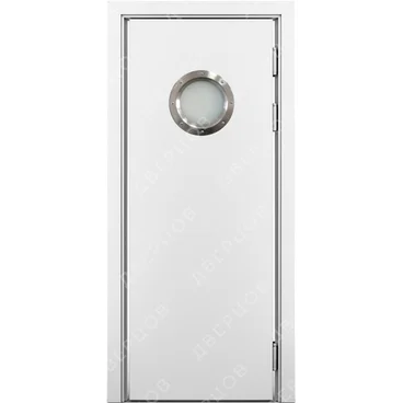 Маятниковая влагостойкая дверь Kapelli белая с иллюминатором