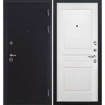 Входная дверь Колизей Плюс антик тёмное серебро панель Валенсия белая эмаль