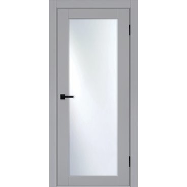 Межкомнатная дверь эмалит Классик 1 светло-серый остеклённая