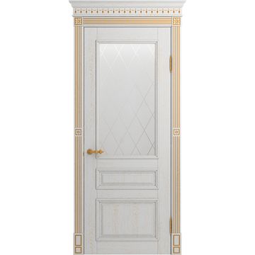 Межкомнатная дверь массив ясеня Viporte Рим аворио патина золото остеклённая