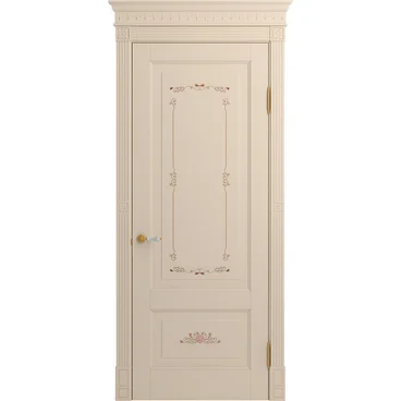 Межкомнатная дверь массив бука Viporte Бьелла Арт ваниль патина золото глухая