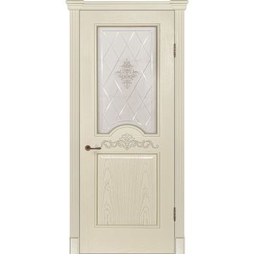 Межкомнатная дверь шпон Париж крем остеклённая
