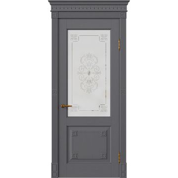 Межкомнатная дверь массив дуба Viporte Флоренция Декор графит остеклённая