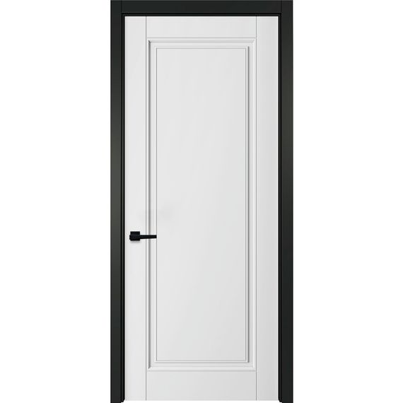 Фото белой двери Классика 1 с чёрным наличником