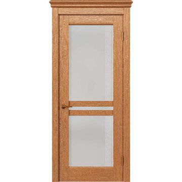 Межкомнатная дверь массив дуба селект Alvero Афина орех золотой остеклённая