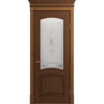 Межкомнатная дверь массив ясеня Viporte Бристоль Декор кофе остеклённая