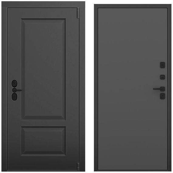 Входная дверь Шэбби чёрный силк панель гладкая антрацит