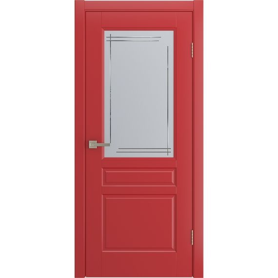 Фото двери Белли красная эмаль RAL 3028 со стеклом
