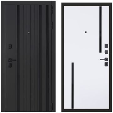 Входная дверь Solana чёрная шагрень с пластиковой вставкой внутри