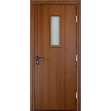 Дверь противопожарная деревянная ПВХ EI60 лесной орех со стеклом