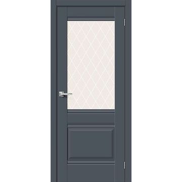 Межкомнатная дверь эмалит Прима-3 stormy matt остеклённая