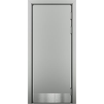Маятниковая влагостойкая дверь серая RAL 7035 с отбойной пластиной