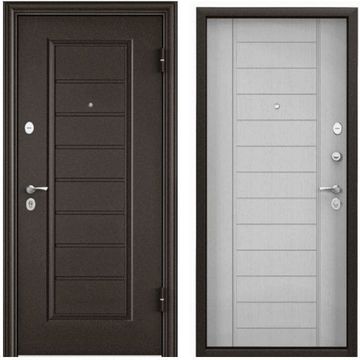 Входная дверь Delta PRO MP VDM-2 коричневый букле D-13 ПВХ дуб белый матовый